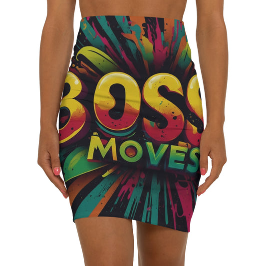 Boss Moves Mid-Waist Pencil Skirt (AOP)