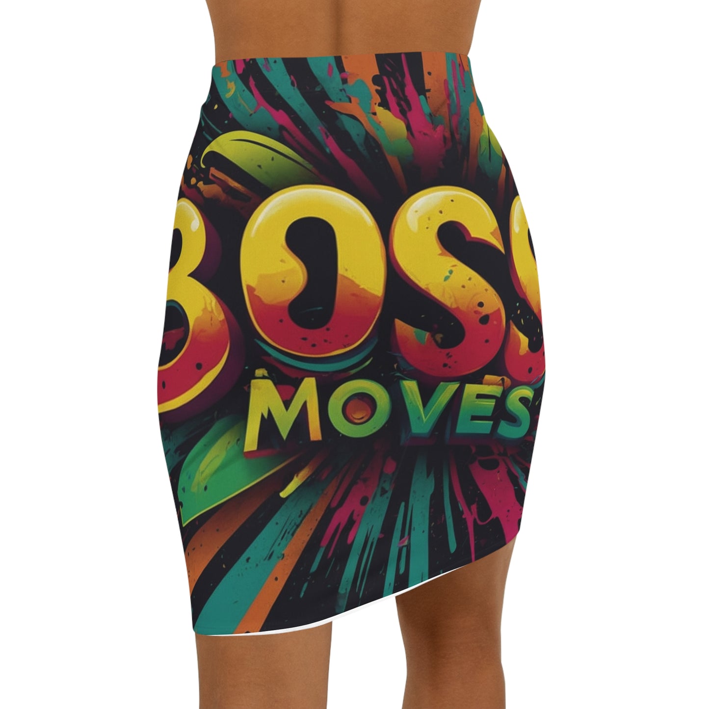 Boss Moves Mid-Waist Pencil Skirt (AOP)